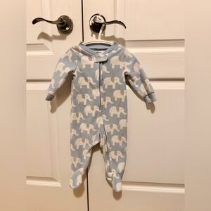 Carter's Light Blue and White Elephant Fleece Footed One-Piece